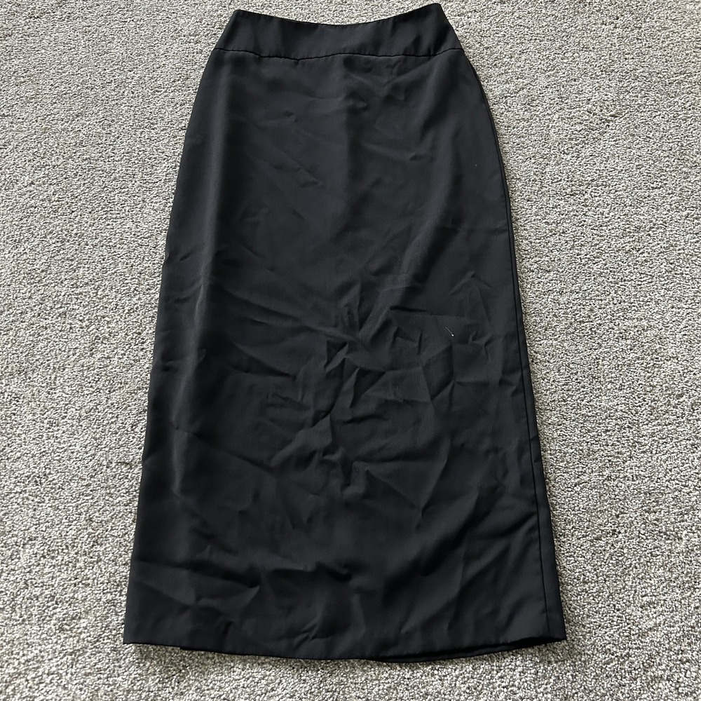 Vintage Fashion Bug Skirt Womens 10 Black Polyester Long Pencil Workwear USA